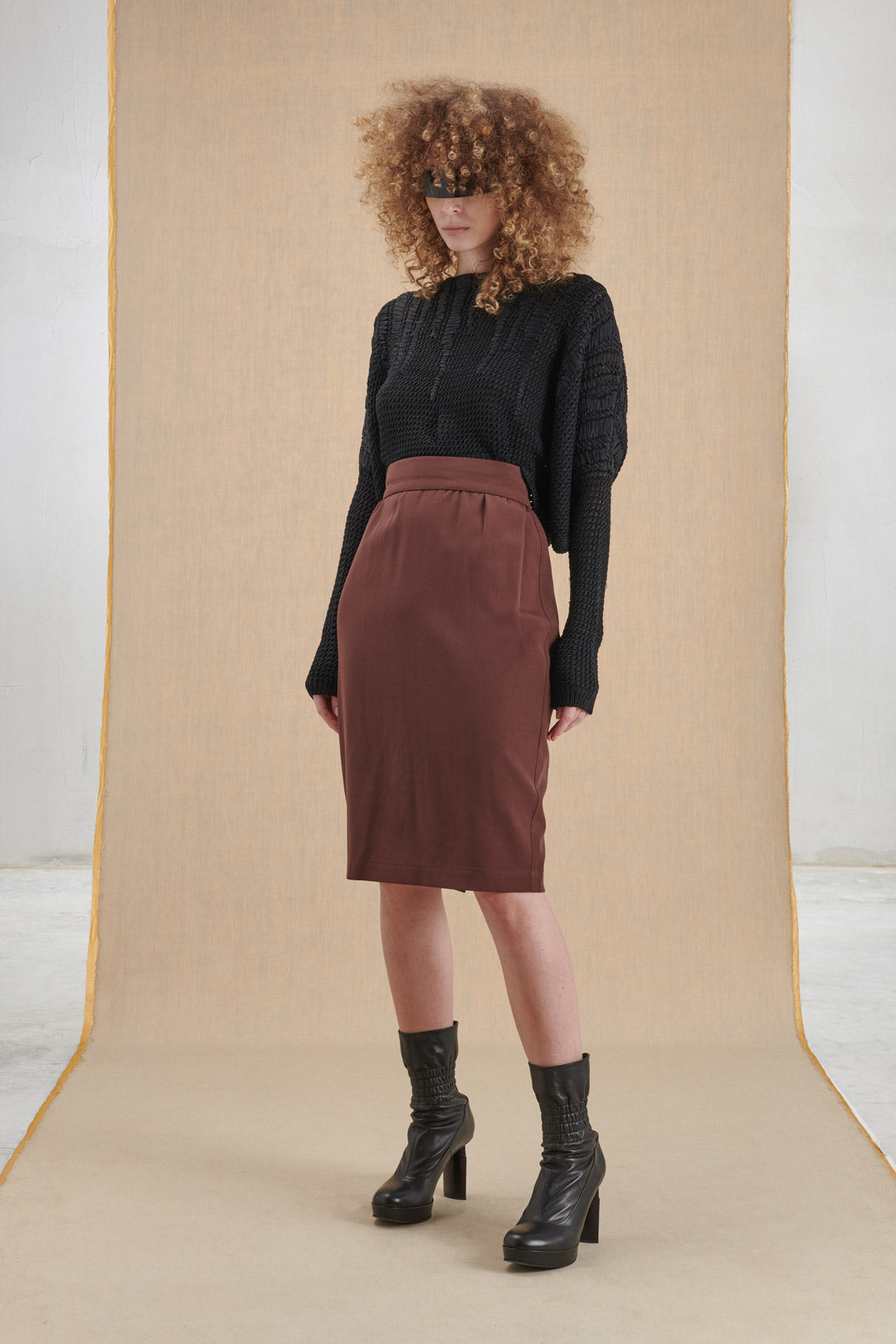 BROWN PENCIL SKIRT