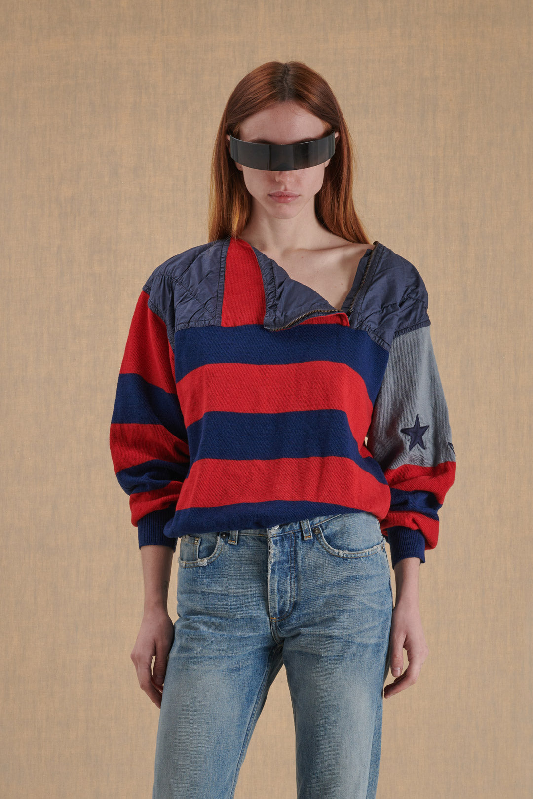 RUGBY-STYLE STRIPED SWEATER WITH SIDE ZIPPER