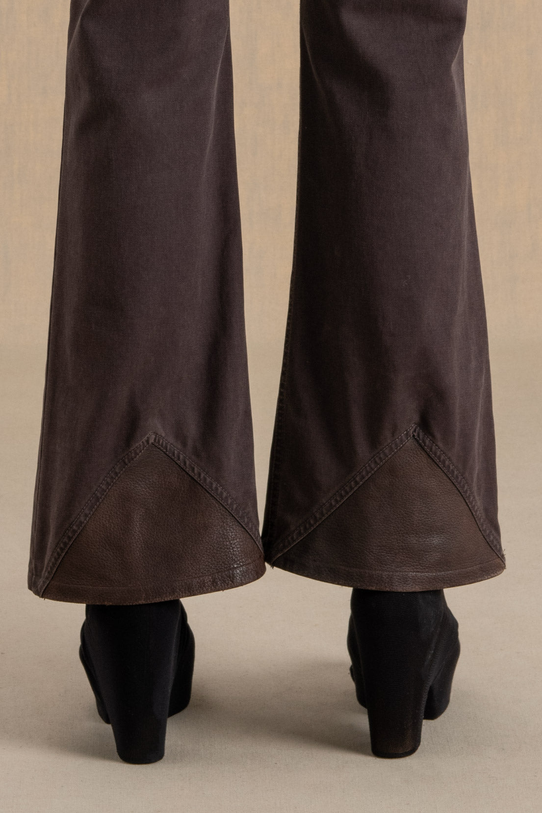 BROWN TROUSERS WITH LEATHER INSERTS