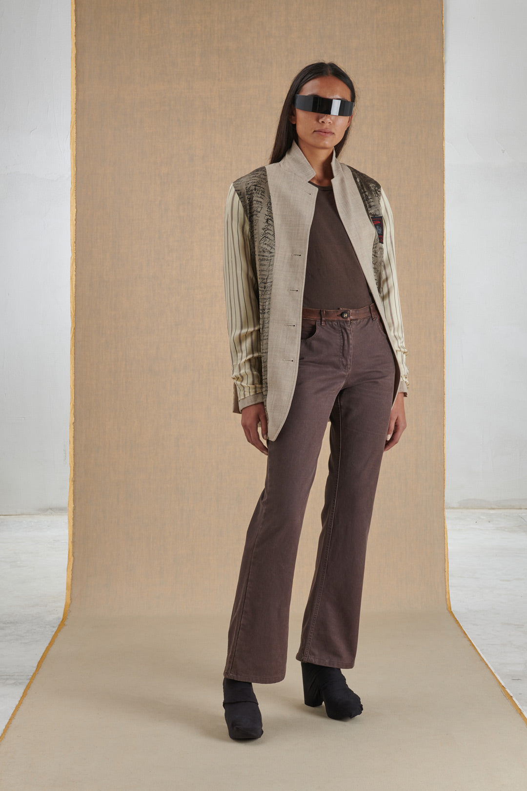 BROWN TROUSERS WITH LEATHER INSERTS