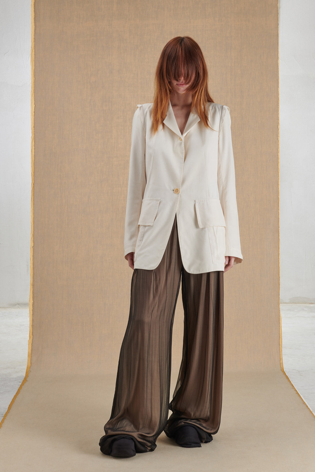 PALAZZO PANTS WITH BLACK SILK VOILE OVERLAY