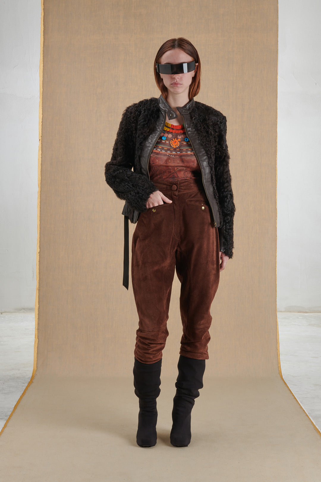 RIDING STYLE SUEDE TROUSERS