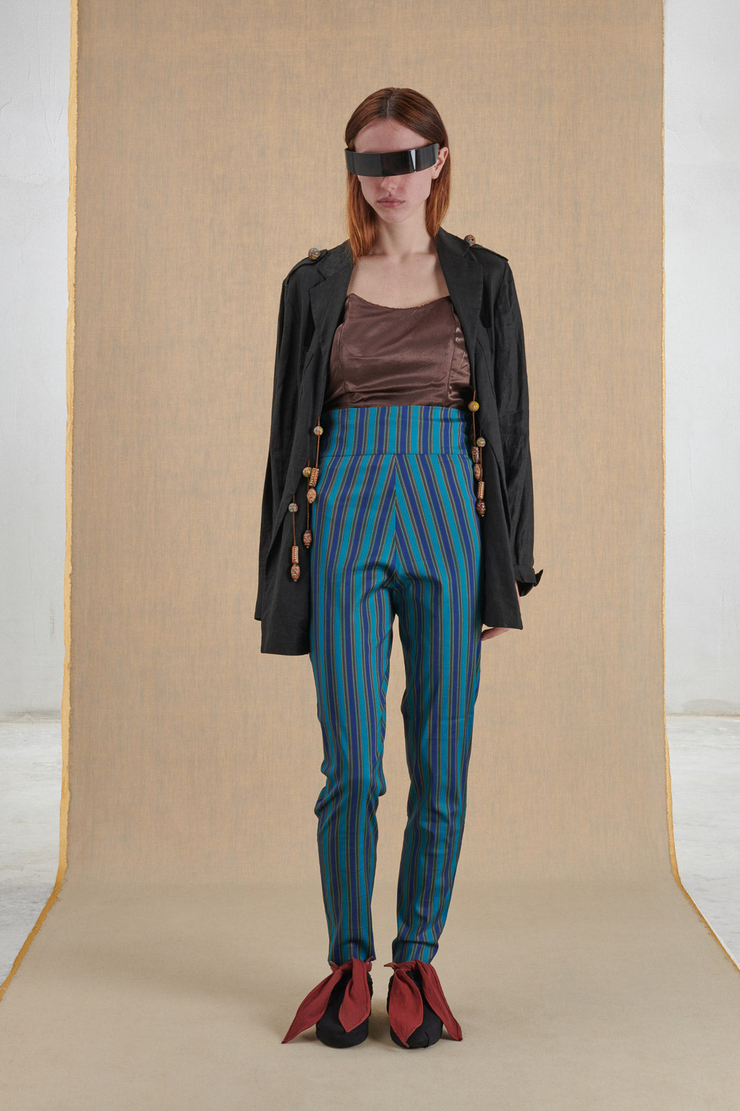 BLUE AND TURQUOISE STRIPED TROUSERS